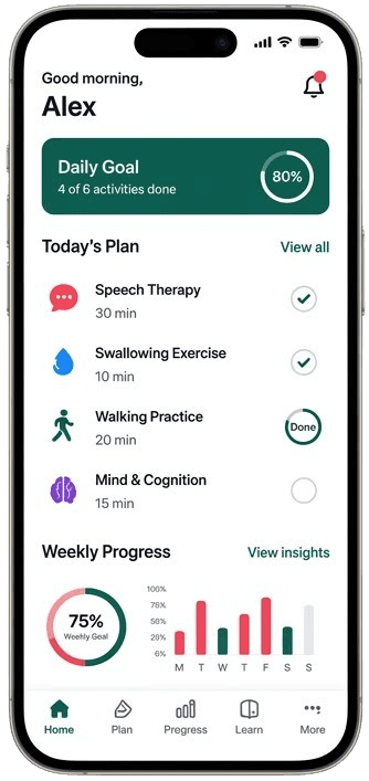 HealStroke daily goals dashboard on iPhone